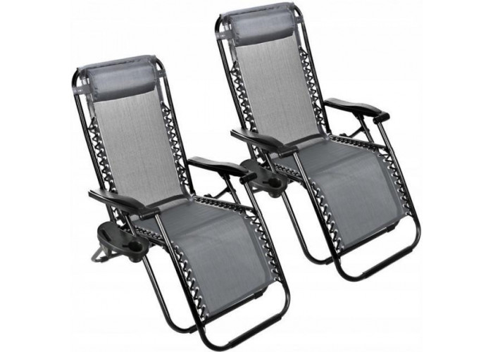 Набор 2 шт. шезлонги  ZANO ZERO GRAVITY GREY до 120 кг.!