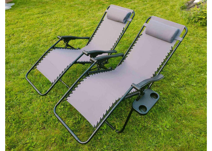 Набор 2 шт. шезлонги  ZANO ZERO GRAVITY GREY до 120 кг.!