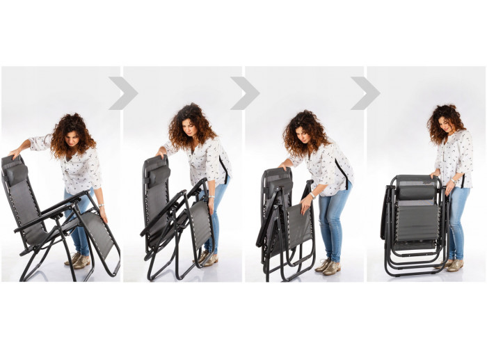 Набор 2 шт. шезлонги  ZANO ZERO GRAVITY GREY до 120 кг.!