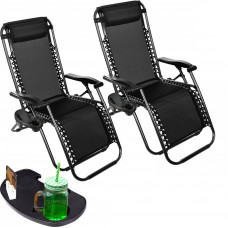 Набор 2 шт. шезлонги  ZANO ZERO GRAVITY BLACK до 120 кг.!