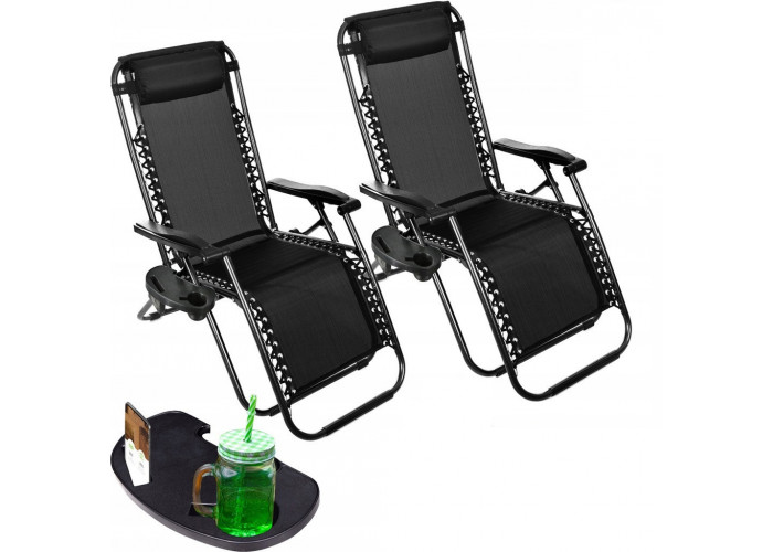 Набор 2 шт. шезлонги  ZANO ZERO GRAVITY BLACK до 120 кг.!