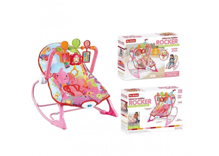 Шезлонг Hu Baby Rocker 3 подвески Розовый (157235)