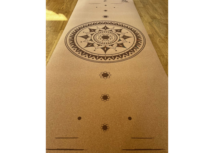 Коврик для йоги Rao Garuda Mandala пробковый 183x68x0.5 см Бежевый